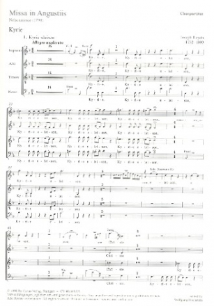 Missa in Angustiis d-Moll Hob.XXII:11 fr Soli, Chor und Orchester,    Chorpartitur