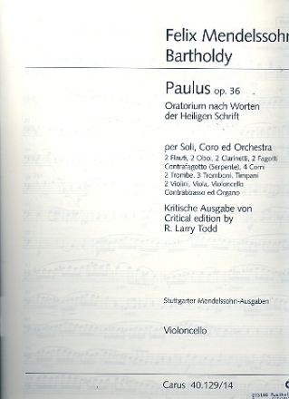 Paulus op.36 fr Soli, Chor und Orchester Violoncello