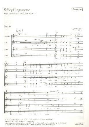 Schpfungsmesse B-Dur Hob.XXII:13 fr Soli, (SATB), Chor und Orchester Chorpartitur