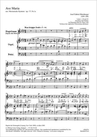 Ave Maria f-Moll op.171,1 fr Sopran (Tenor) und Orgel  Singstimme