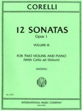 12 Sonatas op.1 vol.3 (nos.7-9) for 2 violins and piano (violoncello ad lib) parts