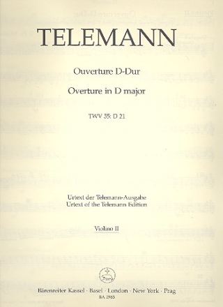 Ouvertre D-Dur fr 2 cornes de chasse, 2 Oboen (Fagotte), Streicher und bc,  Violine 2