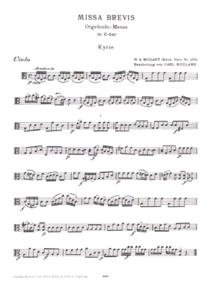 Missa brevis C-Dur KV259 fr Chor und Orchester Viola