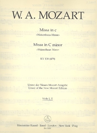 Missa c-Moll KV139 fr Soli (SATB), Chor und Orchester Viola 1/2