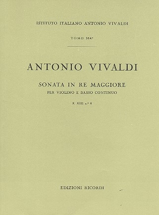 SONATA RE MAGGIORE F.XIII:6 PER VIOLINO E BC MALIPIERO, G.FR., ED.