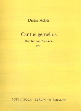 Cantus gemellus Duo fr 2 Violinen Spielpartitur