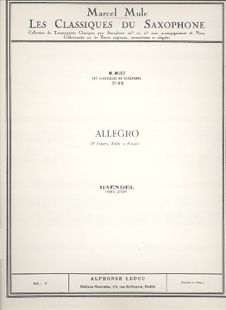 Allegro de la sonate no.3 pour flute et piano pour saxophone alto et piano