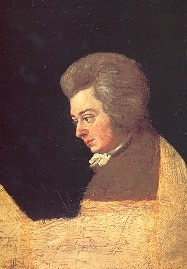 W.A. Mozart Postkarte unvollendetes lgemlde von Jos. Lange (1789)