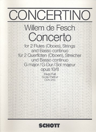 Concerto G-Dur op. 10/8 fr 2 Flten (Oboen), Streicher und Basso continuo Partitur