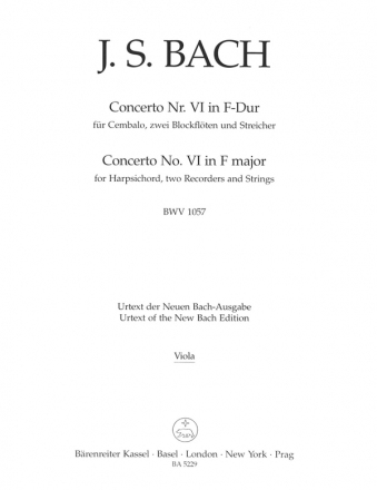 Concerto F-Dur Nr.6 BWV1057 fr Cembalo, 2 Blockflten und Streicher,   Viola