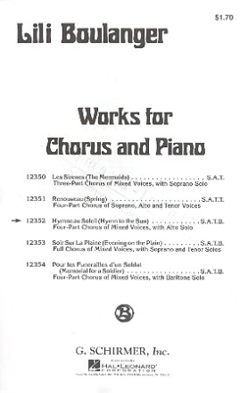 Hymne au soleil for alto solo, mixed chorus and piano score