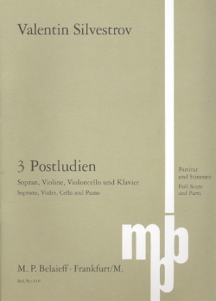 3 Postludien fr Sopran, Violine, Violoncello und Klavier Partitur und Stimmen