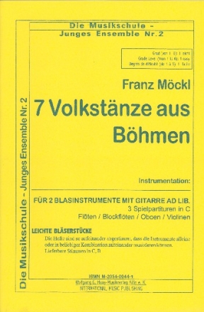 7 Volkstnze aus Bhmen  fr 2 Flten (Blockflten, Oboe, Violine) und Gitarre ad lib.