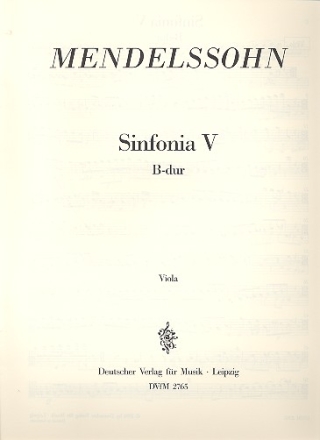 Sinfonia B-Dur Nr.5 fr Streichorchester Viola