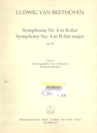 Sinfonie B-Dur Nr.4 op.60 fr Orchester Harmonie