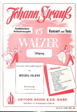 15 Walzer fr Konzert und Tanz fr Salonorchester Schlagzeug