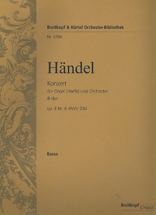 Konzert B-Dur op.4,6 HWV294 fr Orgel (Harfe) und Orchester Violoncello / Kontrabass