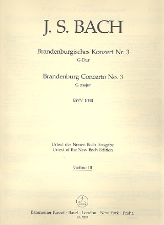 Brandenburgisches Konzert G-Dur Nr.3 BWV1048 Violine 3