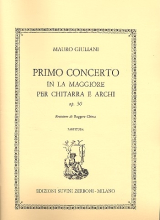 Concerto la maggiore op.30 per chitarra e archi partitura