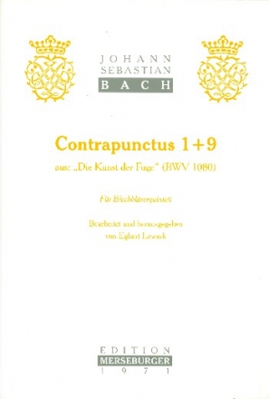 Contrapunctus 1 und 9 aus BWV1080 fr 2 Trompeten, Horn, Posaune und Tuba,   Partitur und Stimmen