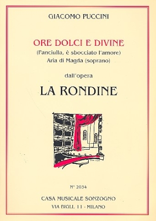 Ore dolce e divine per soprano e pianoforte