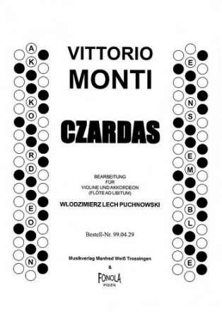 Czardas fr Violine und Akkordeon (Flte ad lib) Partitur und Stimmen