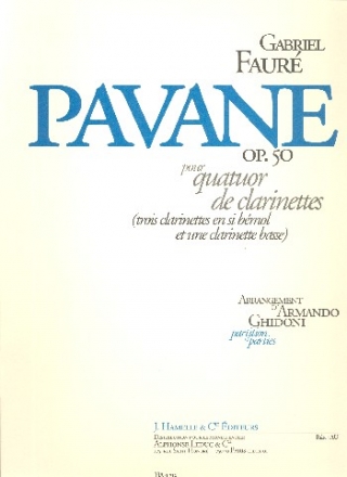 Pavane op.50 pour 4 clarinettes partition et parties