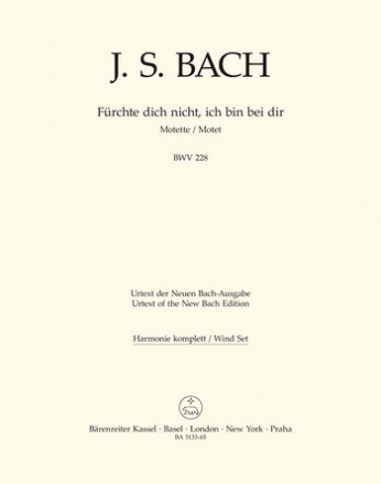 Frchte dich nicht BWV228 Motette fr Doppelchor a cappella Harmonie