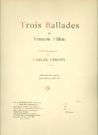 Ballade de villon a s'amye pour chant et piano (en/fr)