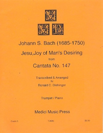 JESU JOY OF MAN'S DESIRING FOR TRUMPET AND PIANO DISHINGER, RONALD C., ARR.