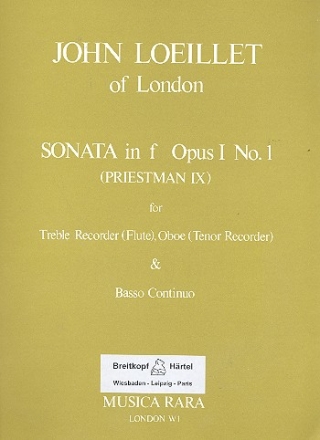 Sonate f-Moll op.1,1 fr Altblockflte (Flte), Oboe (Tenorblockflte) und Bc Stimmen