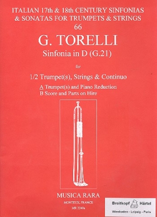 Sinfonie D-Dur G21 fr 1-2 Trompeten, Streicher und Bc