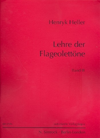 Lehre der Flageolet-Tne Band 3 fr Violine Verlagskopie