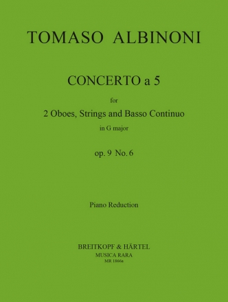 Concerto  5 op.9,6 fr 2 Oboen und Streicher Ausgabe fr 2 Oboen und Klavier