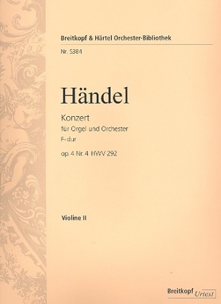 Konzert F-Dur op.4,4 HWV292 fr Orgel und Orchester Violine 2