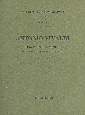 Sonate g-Moll F.XIII:7 fr 2 Violinen und Violoncello (Cembalo),  Partitur