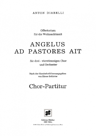 ANGELUS AD PASTORES AIT OFFERTORIUM FUER 3-4STG. CHOR UND ORCHESTER CHORPARTITUR