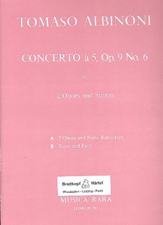 Concerto  5 op.9,6 fr 2 Oboen und Streicher Partitur und Stimmen