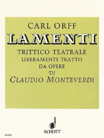 Lamenti Trittico teatrale liberamente tratto da opere Klavierauszug