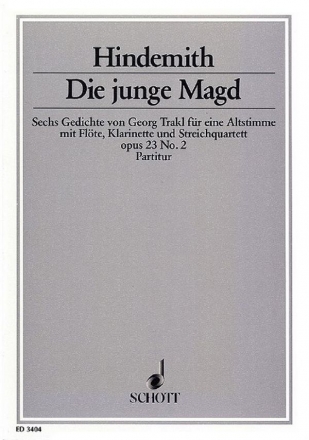 Die junge Magd op. 23/2 fr Alt-Stimme mit Flte, Klarinette und Streichquartett Partitur