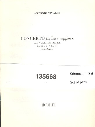 Konzert A-Dur op.3,5 F.I:175 fr 2 Violinen, Streicher und Bc Stimmensatz