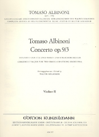 Concerto op.9,3 fr 2 Oboen und Streicher Violine 2