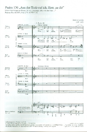 Aus der Tiefe rufe ich SWV25 fr Chor (SSAATTBB), 8 Instrumente und Bc,  Chorpartitur