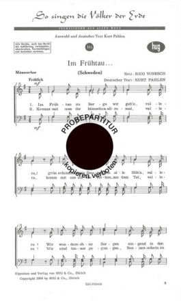 IM FRUEHTAU ZU BERGE FUER MAENNERCHOR A CAPPELLA SINGPARTITUR