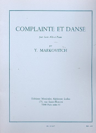 Complainte et danse pour saxophone alto et piano