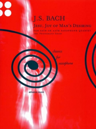 Jesu joy of man's desiring for 4 saxophones (S/AATB) score and parts