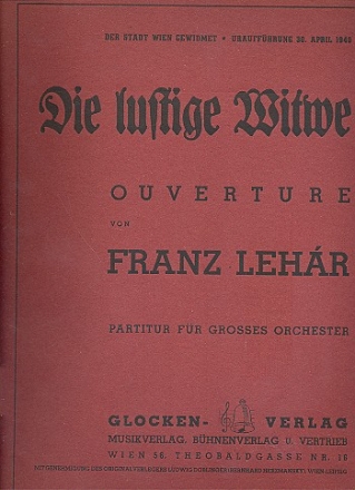 Die lustige Witwe fr groes Orchester Partitur