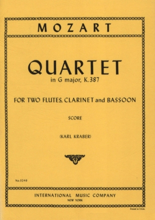 Quartet G major KV387 for 2 flutes, clarinet and bassoon study score