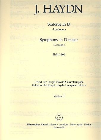 Sinfonie D-Dur Nr.104 Hob.I:104 fr Orchester Violine 2