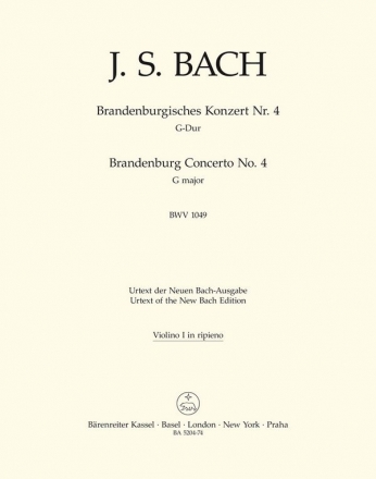 Brandenburgisches Konzert G-Dur Nr.4 BWV1049 fr Orchester Violine 1 (Ripieno)